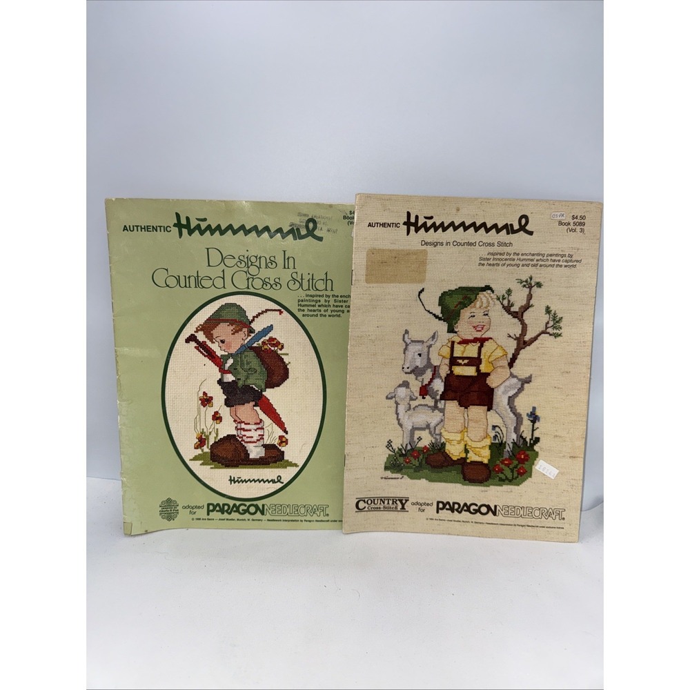 Lot of 2 Hummel‎ Cross Stitch Books, 1980s Paragon Needle Craft